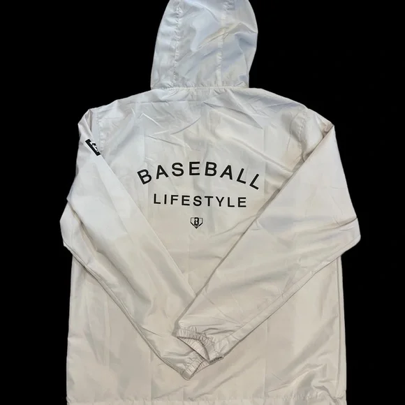 NWOT Baseball Lifestyle 101 Men's White Off White/Cream “Ghost Windbreaker” - Picture 3 of 6